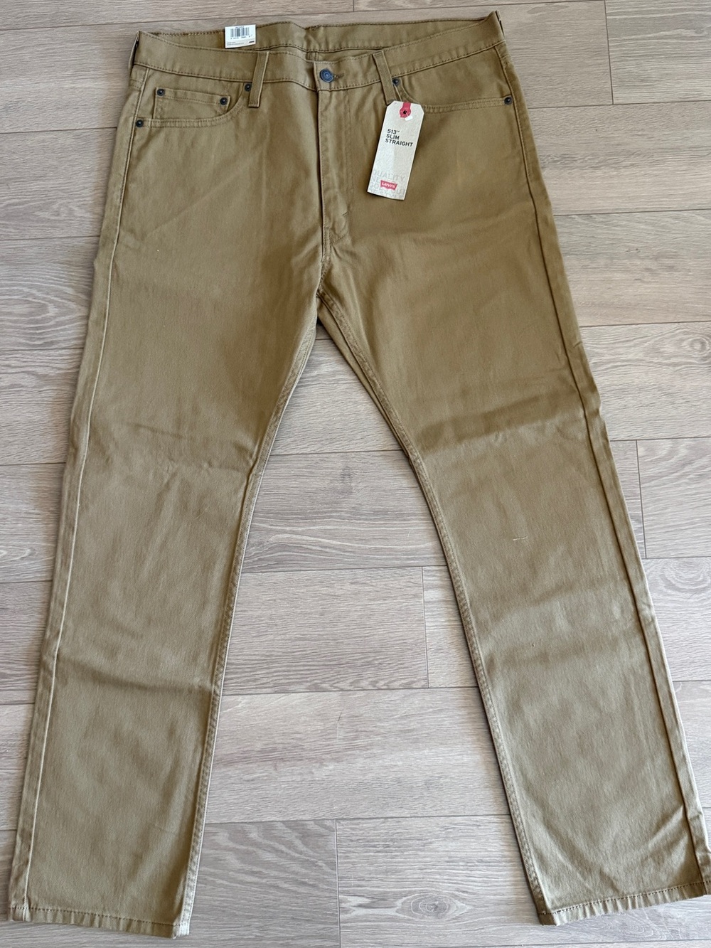 NEW Levi's Men's 513 Slim Straight Khaki Tan Stretch Denim Jeans - 36/32 NWT